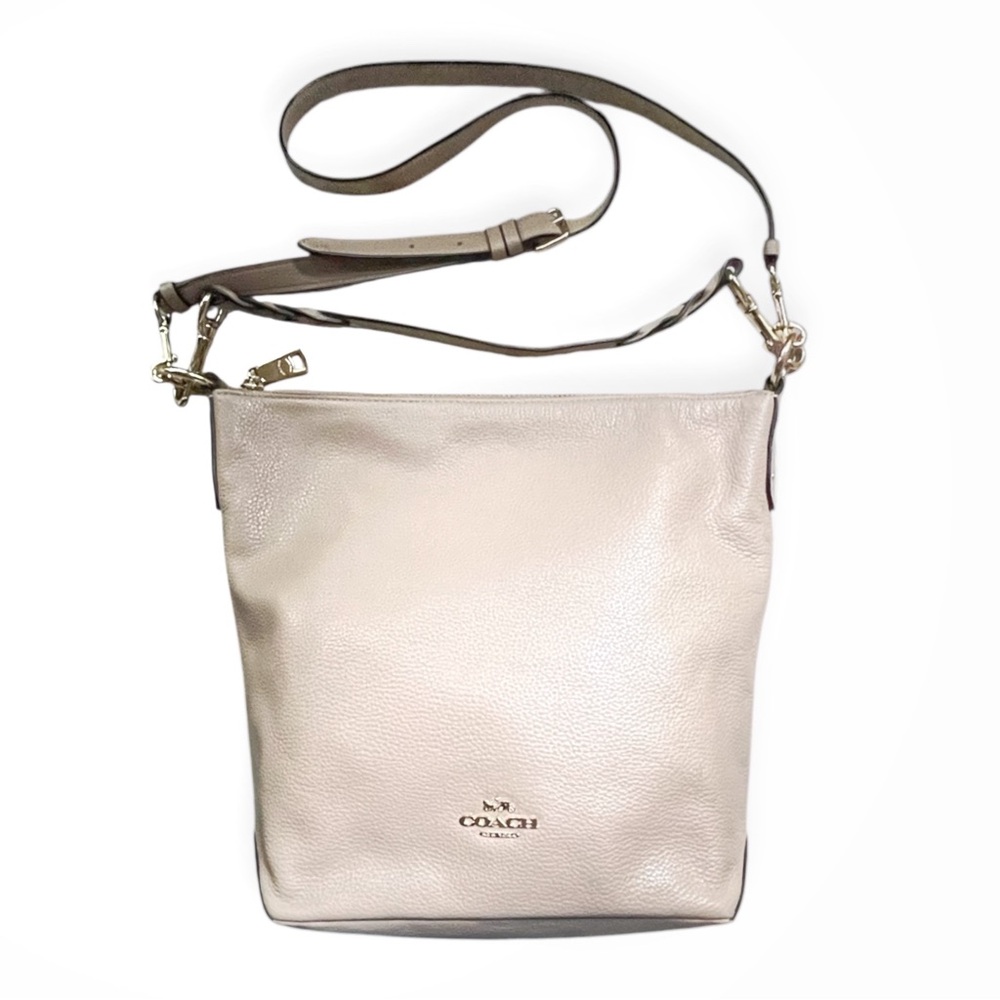 Coach Madison Pebbled Leather Hobo Purse Crossbody Bag in Tan, MSRP $358
